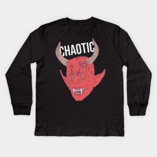 Chaotic Evil - Devil Chaotic Text - Roleplaying Kids Long Sleeve T-Shirt